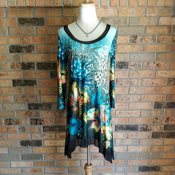 From The Heart Tropical Leopard Print Tunic Dress. c - Picture 2 of 10